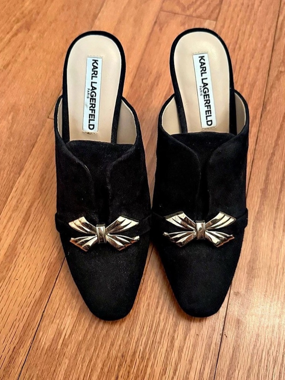 Karl Lagerfeld Black Bow Mules